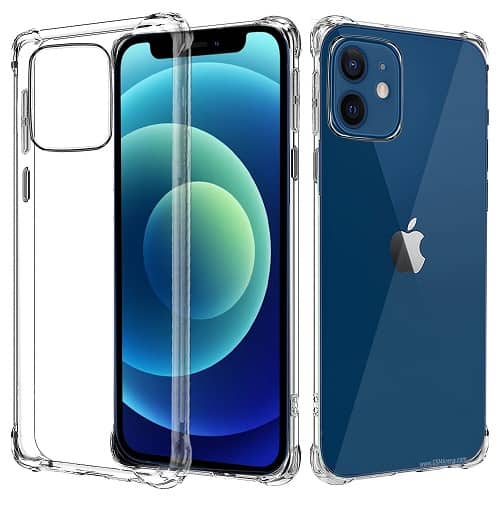 Apple iPhone 12 Mini Clear Case Shockproof Tough Gel Clear Transparent Air Cushion Heavy Duty Cover (Crystal Clear)