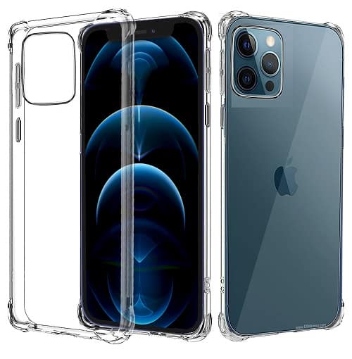 Apple iPhone 12 Pro Max Clear Case Shockproof Tough Gel Clear Transparent Air Cushion Cover (Crystal Clear)
