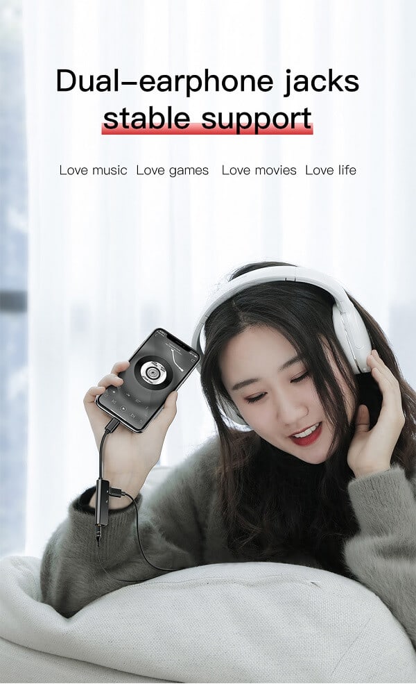 Baseus 3in1 AUX Audio Adapter For Lightning to 3.5mm Jack Earphone Charging Splitter OTG Converter For Apple iPhone 12 Pro Max 11 Pro XS Max XR X XS 8 7 6S Plus SE 2020 3