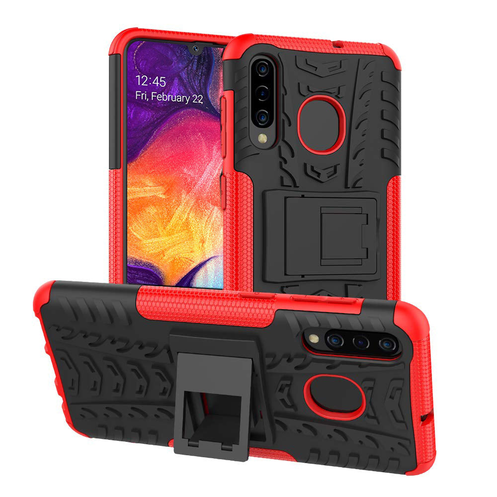 Samsung Galaxy A20/A30 Heavy Duty Tough Shockproof Rugged Kickstand Case Cover (Black)