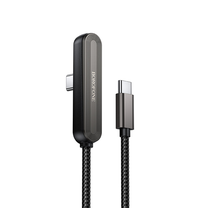Borofone BX125 Pacifico 1M/3ft 60W Elbow PD USB-C to USB-C Braided Cable Fast Charger with Invisible Foldable Phone Stand