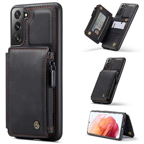 For Samsung Galaxy S21 | S21 Ultra CaseMe Back Zipper Wallet Case W/ 3 Card Slots, RFID Blocking, 1 Money Pocket, Credit Card Holder Leather Cover