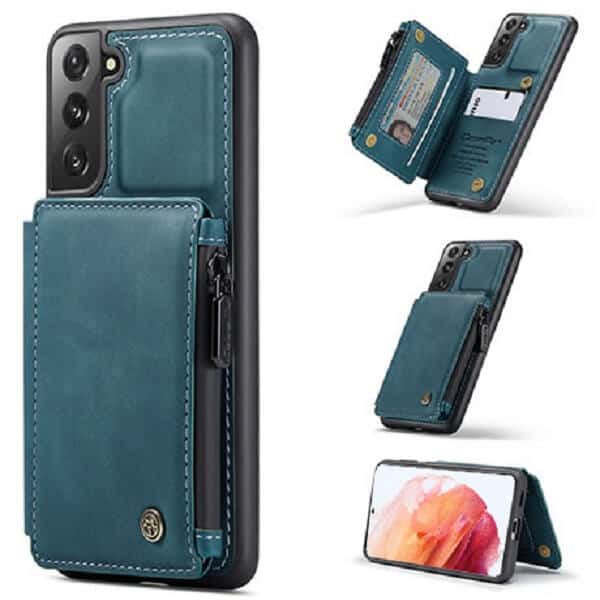 For Samsung Galaxy S21 | S21 Ultra CaseMe Back Zipper Wallet Case W/ 3 Card Slots, RFID Blocking, 1 Money Pocket, Credit Card Holder Leather Cover