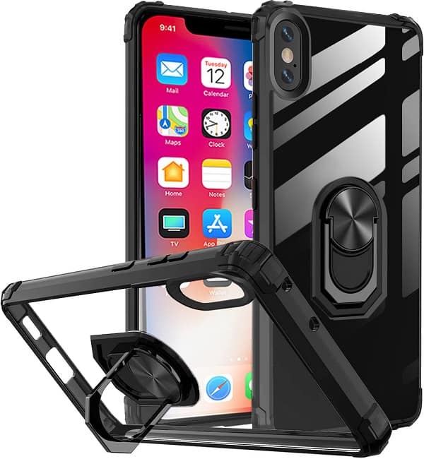 For Apple iPhone X / XS / XS Max / XR Anti Scratch Magnetic Car Mount Ring Case Cover