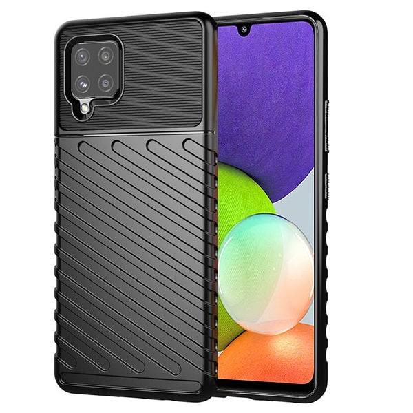 Samsung Galaxy A22 4G Case Shockproof Absorption Anti Scratch Heavy Duty Durable Drop Protection Phone Armor Back Cover (Black)