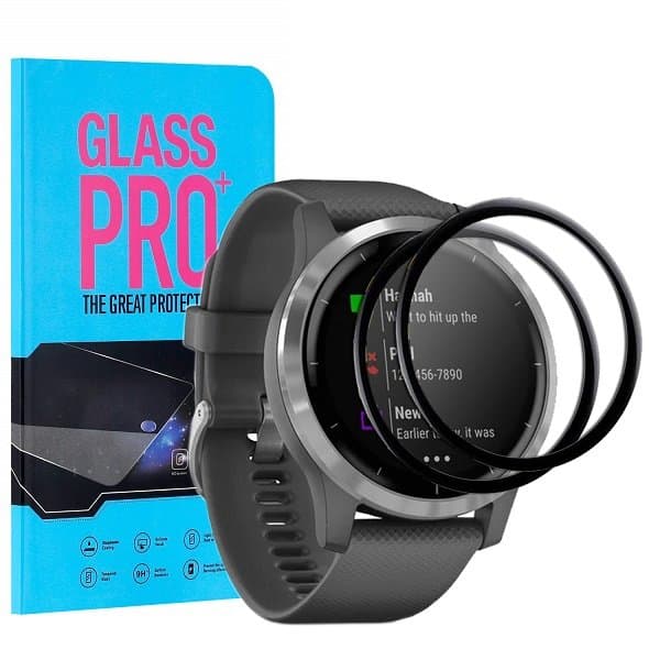 (2 Pcs) Garmin Vivoactive 4S Full Cover Tempered Glass LCD Screen Protector Film Guard (Black)