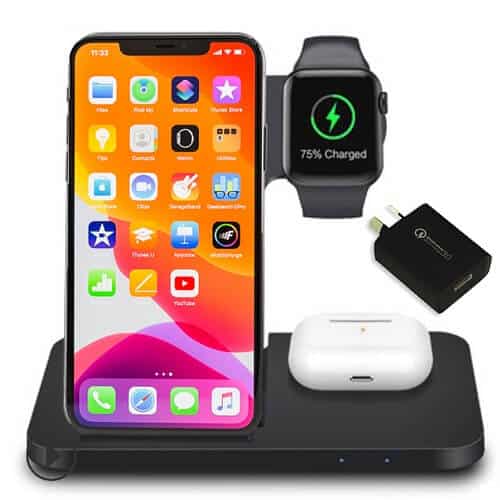 15W Qi 3 in 1 Fast Charging Wireless Charging Stand Dock Station For AirPods Pro Apple Watch SE 6 5 4 3 2 iPhone 12 11 Pro Max Xs X Xr 8 Plus