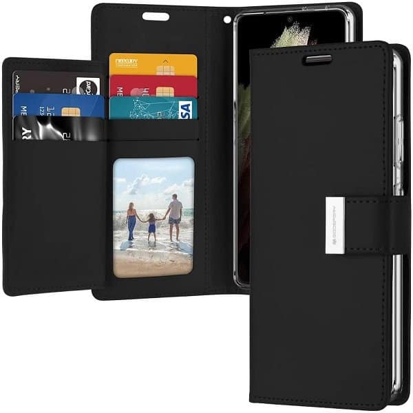 Goospery Galaxy S21 Ultra Rich Diary Black Wallet Case