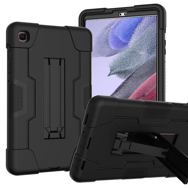 Samsung Galaxy Tab A7 Lite 8.7 inch SM-T220 T225 Tablet Case Shockproof Kids Friendly Rugged Hybrid Heavy Duty Kickstand Cover (Black)