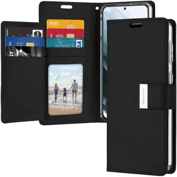 Goospery Galaxy S21 Plus Rich Diary Black Wallet Case