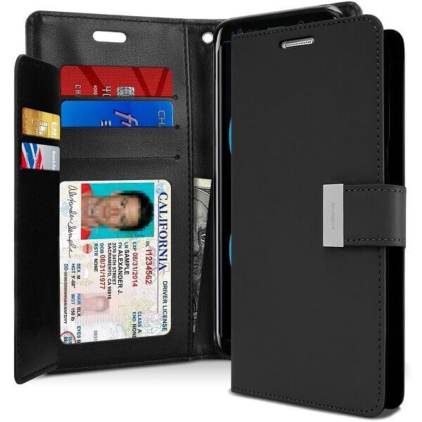 Goospery Samsung Galaxy S8 Plus Rich Diary Black Wallet Case