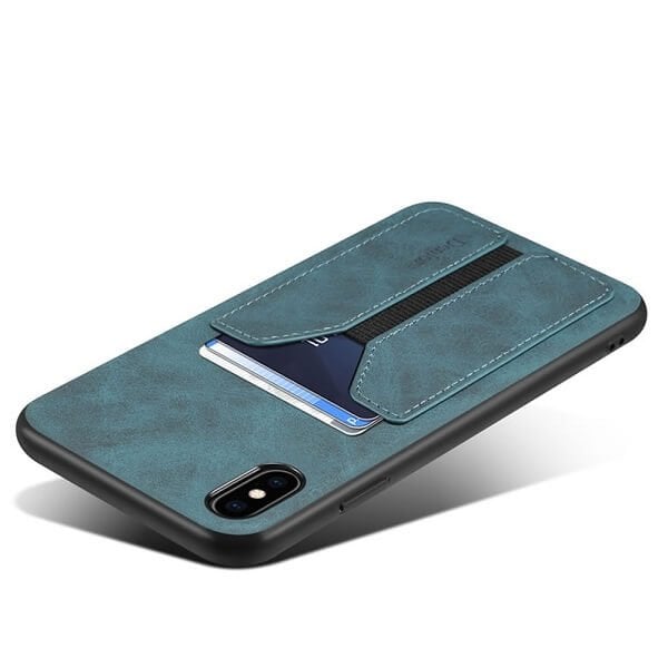 Denior For Apple iPhone X / XS / XR Leather Case with Elastic Wallet Card Holder Slot Pocket Cover