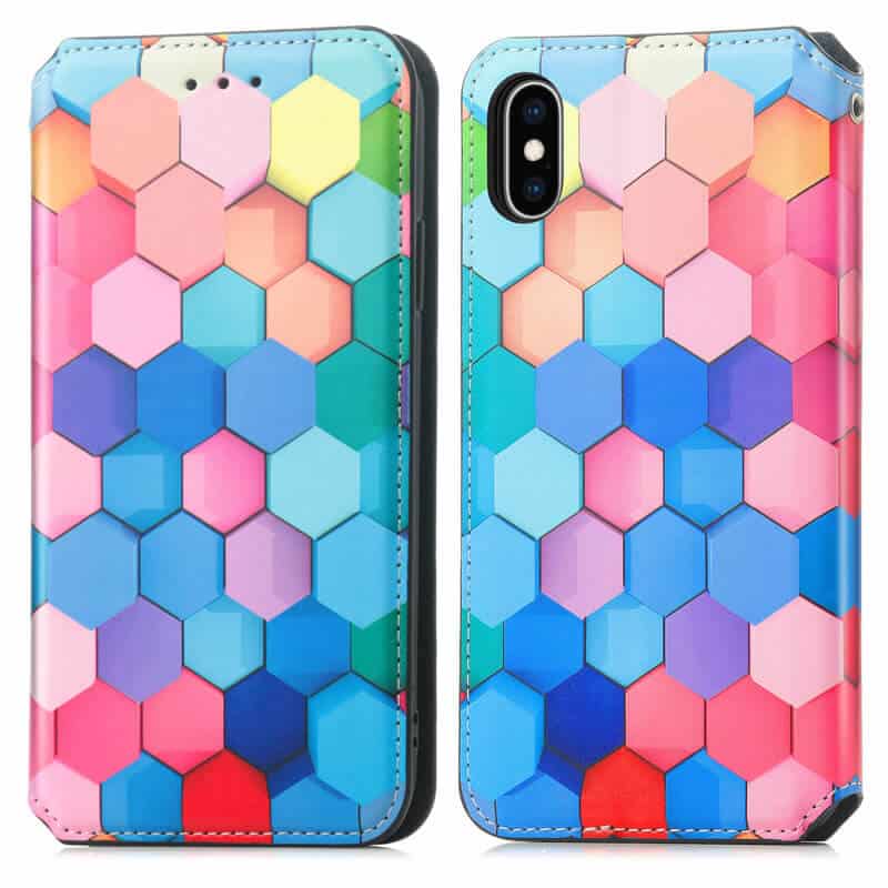CaseNeo For Apple iPhone X / XS / XR Leather Wallet Flip Case With RFID Blocking Credit Card Holder Slots Cover