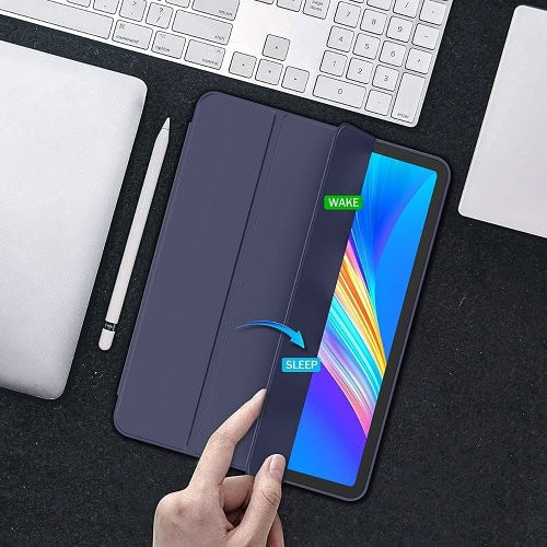 Apple iPad Pro 11 inch 2022/2021/2020/2018 Pencil Holder Case, Folio Leather Stand Smart Cover (Navy Blue)