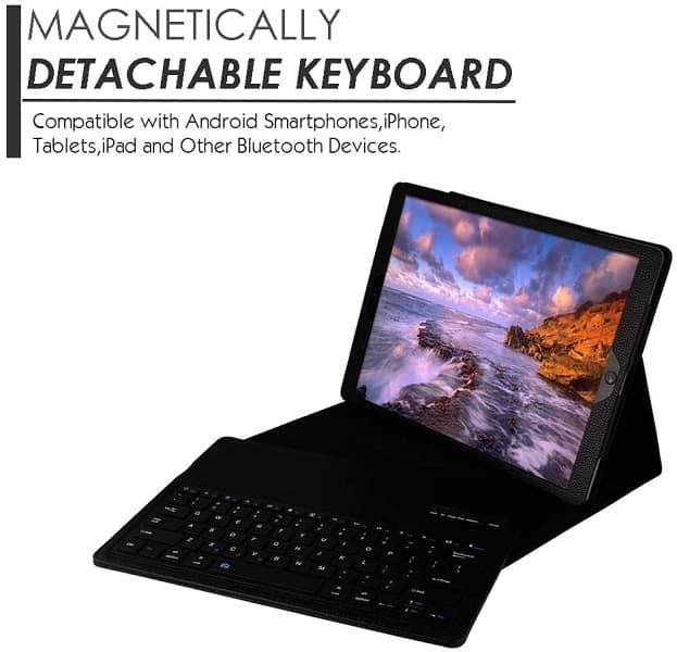 Apple iPad 2 /3 /4 Wireless Bluetooth Keyboard Case, Folio Leather Smart Cover