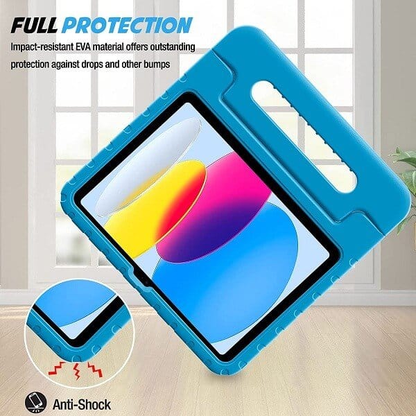 Apple iPad 10th Gen kids Case, 10th Generation 10.9 2022 Kickstand Shockproof Protective Handle Stand Light Weight Kids Friendly Cover (Blue)