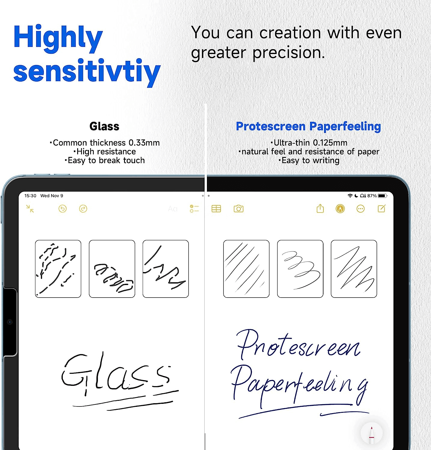 Like Paper Matt Pencil Sketch Film Screen Protector  To Draw Sketch For iPad 10th / 9th / 7th / Air 4 / Air 5 / Pro 11 12.9 2022