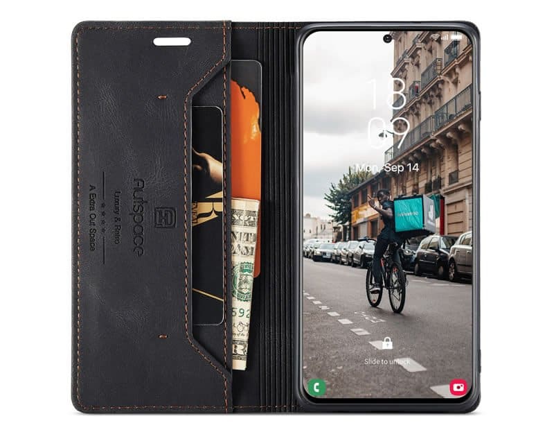 AutSpace For Samsung Galaxy S21 | S21 FE | S21+ /S21 Plus | S21 Ultra Case RFID Blocking Retro Flip Premium Leather Card Holder Wallet Cover