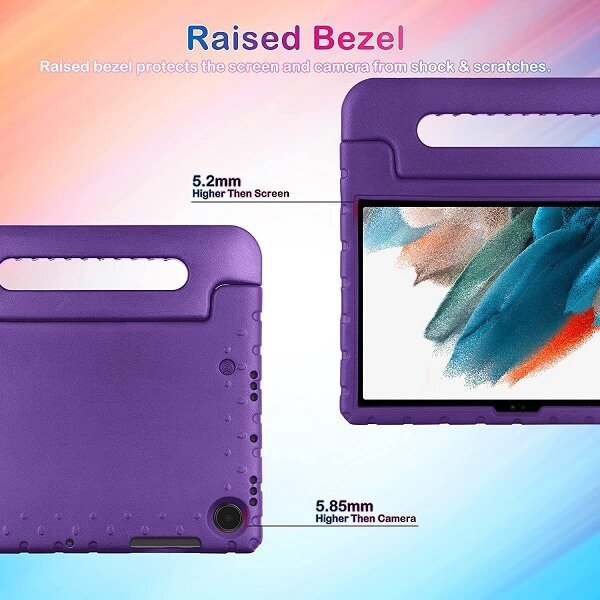 Samsung Galaxy Tab A8 10.5 SM-X200 X205 kids Case, Kickstand Shockproof Protective Handle Stand Light Weight Kids Friendly Cover (Purple)