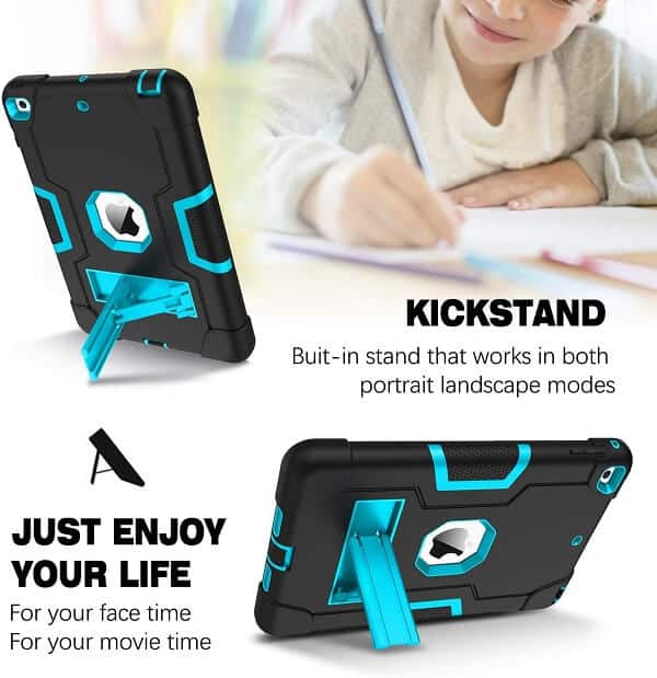Apple iPad Mini 5 / Mini 4 Case, Kickstand Hybrid Fancy Shockproof Heavy Duty Case Cover (Black)
