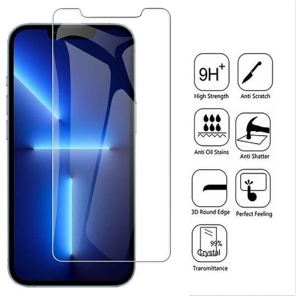 [2 Pack] Apple iPhone 13 Pro Tempered Glass Screen Protector Film Guard (Clear)
