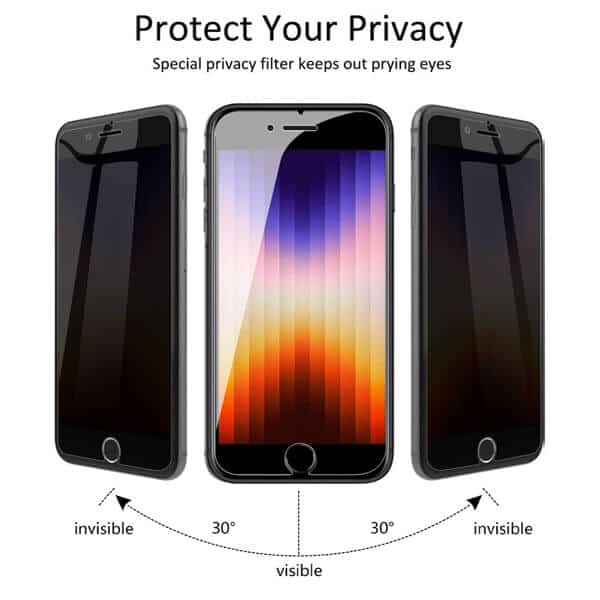 [2 Pack] Apple iPhone SE 2022 Anti Spy Privacy Tempered Glass LCD Screen Protector Film Guard