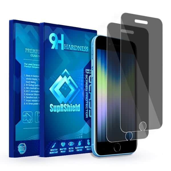 [2 Pack] Apple iPhone SE 2022 SupRShield Anti Spy Privacy Tempered Glass LCD Screen Protector Film Guard