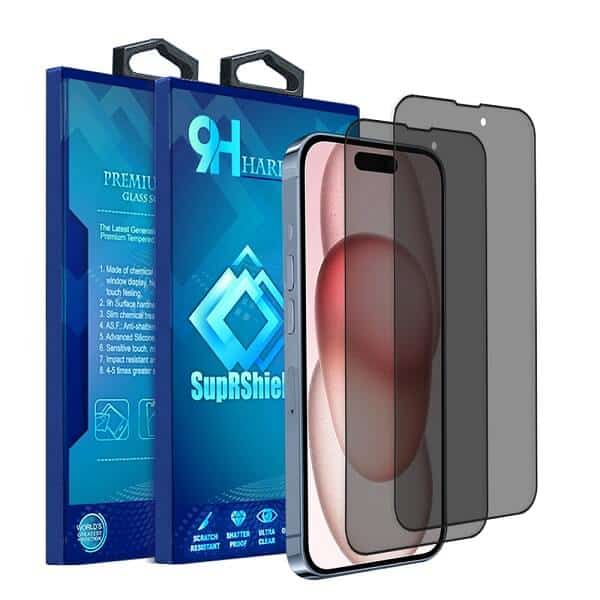 [2 Pack] For Apple iPhone 15 | 15 Pro | 15 Pro Max | 15 Plus SupRShield Anti Spy Privacy Tempered Glass LCD Screen Protector Film Guard