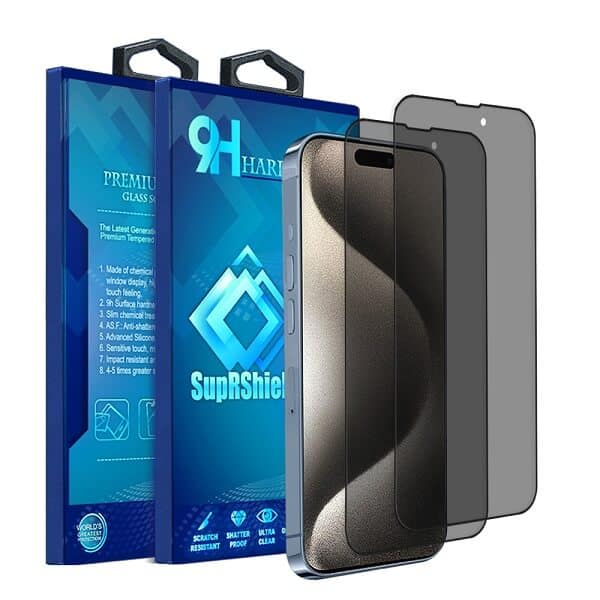 [2 Pack] For Apple iPhone 15 Pro SupRShield Anti Spy Matte Privacy Tempered Glass LCD Screen Protector Film Guard
