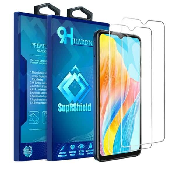 [2 Pack] For Oppo A38 4G & Oppo A58 4G SupRShield Tempered Glass Screen Protector Film Guard (Clear)