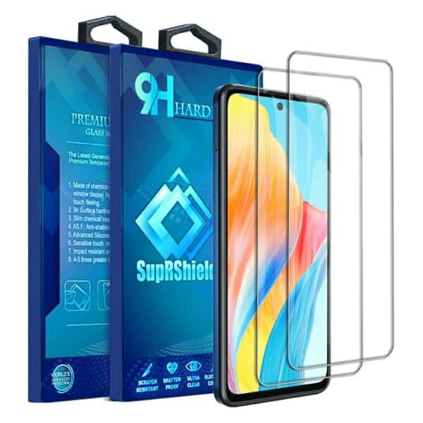 [2 Pack] For Oppo A58 4G SupRShield Tempered Glass Screen Protector Film Guard (Clear)