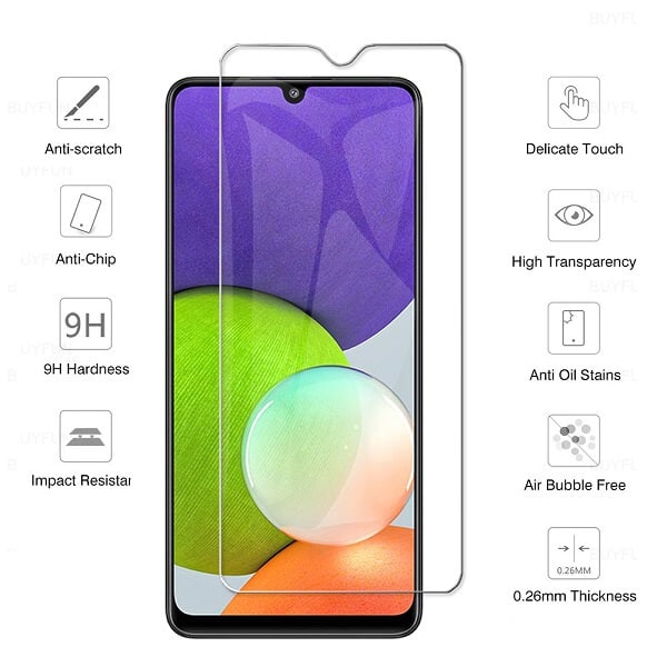 [2 Pack] For Samsung Galaxy A22 4G Tempered Glass Screen Protector Film Guard (Clear)