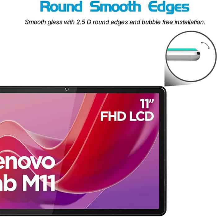 [2 Pack] Lenovo Tab M11 Tempered Glass Screen Protector Anti-Scratch 2.5D Arc Edges Film Guard