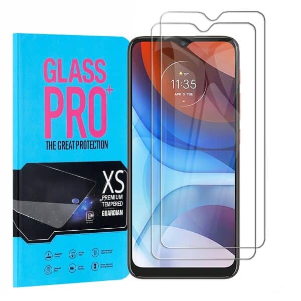 (2 Pack) Motorola Moto E7 Power Screen Protector Anti Scratch Full Coverage Tempered Glass Film Guard (Clear)
