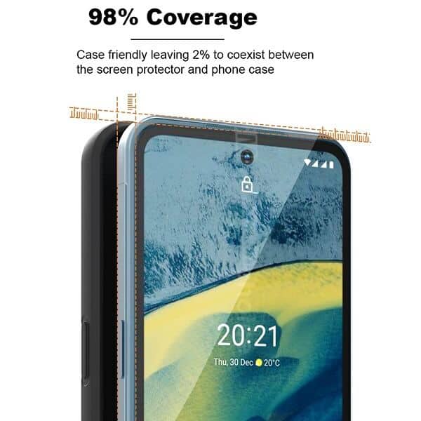 [2 Pack] Nokia XR20 5G Full Coverage Tempered Glass Screen Protector Film Guard (Black)
