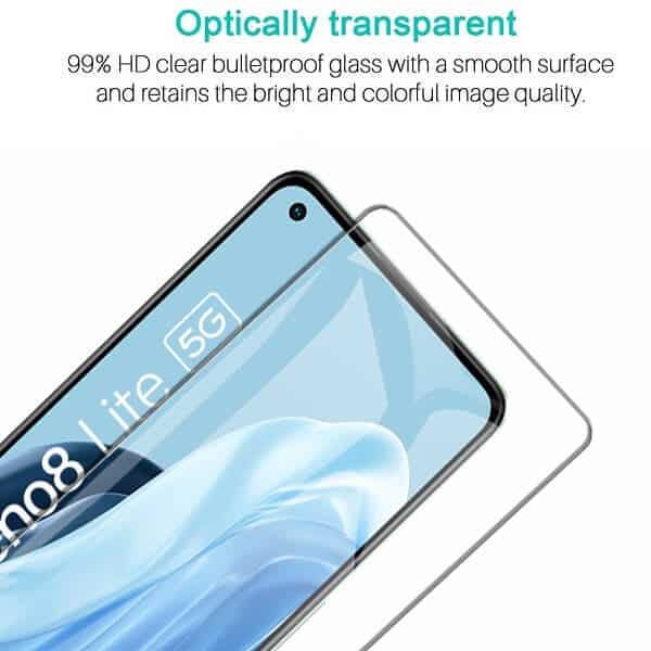 [2 Pack] Oppo Reno 8 Lite 5G Clear Full Cover Tempered Glass LCD Screen Protector Film Guard (Clear)