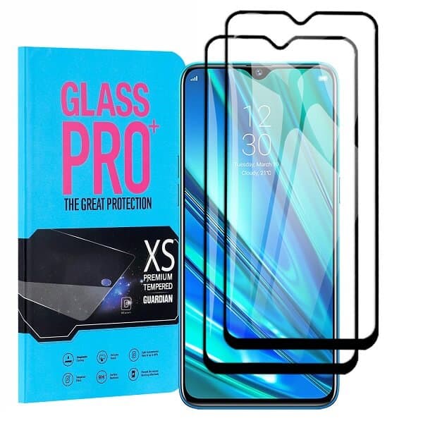 [2 Pack] Realme 5 Pro Tempered Glass LCD Screen Protector Film Guard (Black)