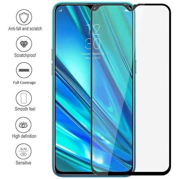 [2 Pack] Realme 5 Pro Tempered Glass LCD Screen Protector Film Guard (Black)