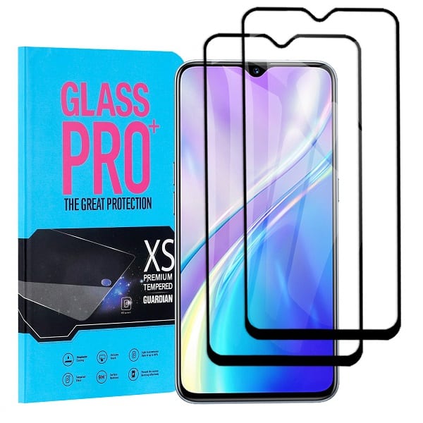 [2 Pack] Realme XT Full Coverage Tempered Glass LCD Screen Protector Film Guard (Black)