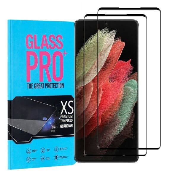 [2 Pack] Samsung Galaxy S21 Ultra 5G Full Coverage Tempered Glass Screen Protector Film Guard (Black)