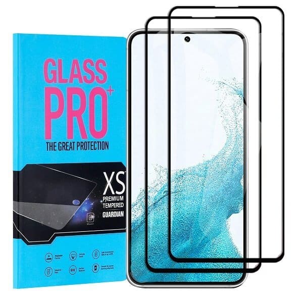[2 Pack] Samsung Galaxy S22 5G Full Coverage Tempered Glass Screen Protector Film Guard (Black)