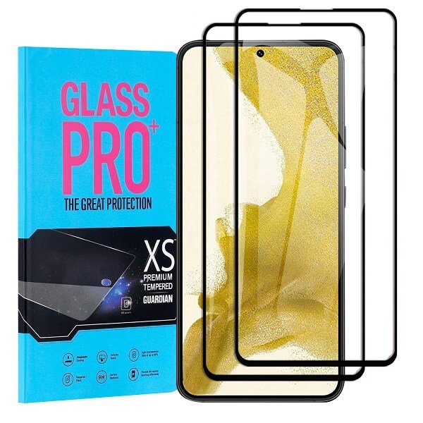 [2 Pack] Samsung Galaxy S22+ S22 Plus Full Coverage Tempered Glass Screen Protector Film Guard (Black)