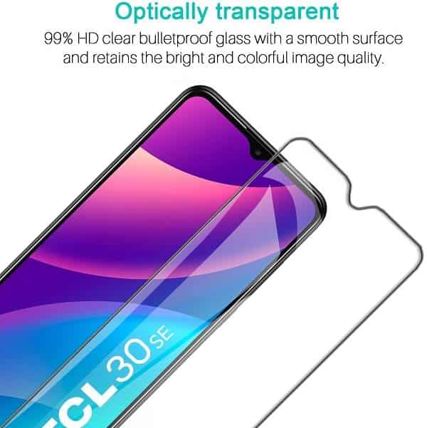 [2 Pack] TCL 30 SE Clear Full Cover Tempered Glass LCD Screen Protector Film Guard (Clear)