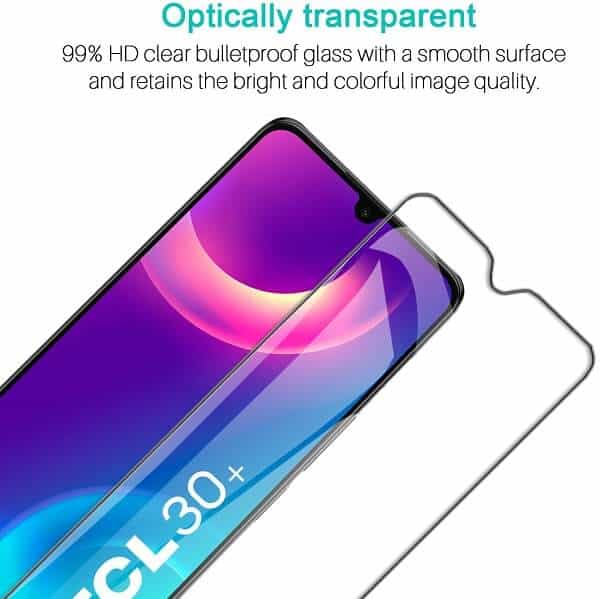[2 Pack] TCL 30+ TCL 30 Plus Clear Full Cover Tempered Glass LCD Screen Protector Film Guard (Clear)