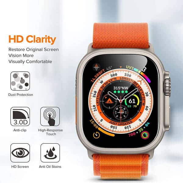 (2 Pcs) Apple Watch Ultra 2 Tempered Glass Anti Scratch Screen Protector Film Guard (Clear)