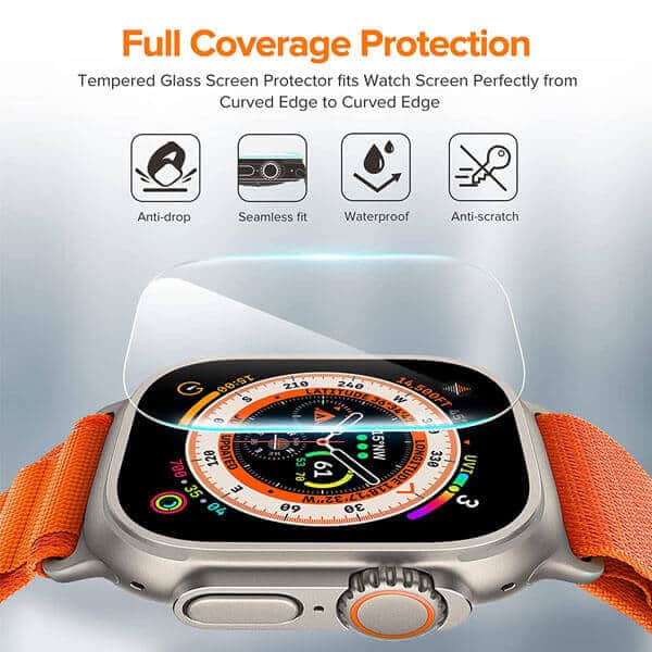 (2 Pcs) Apple Watch Ultra 2 Tempered Glass Anti Scratch Screen Protector Film Guard (Clear)
