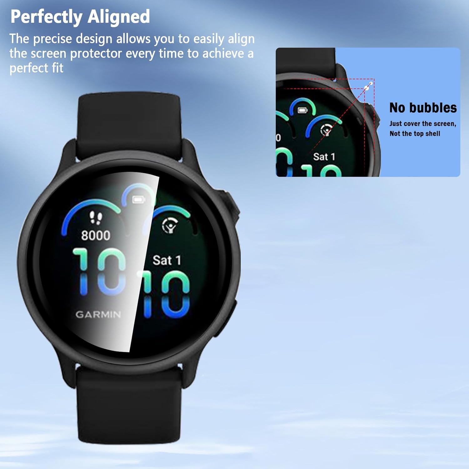 (2 Pcs) Garmin Vivoactive 6 Tempered Glass LCD Screen Protector Film Guard