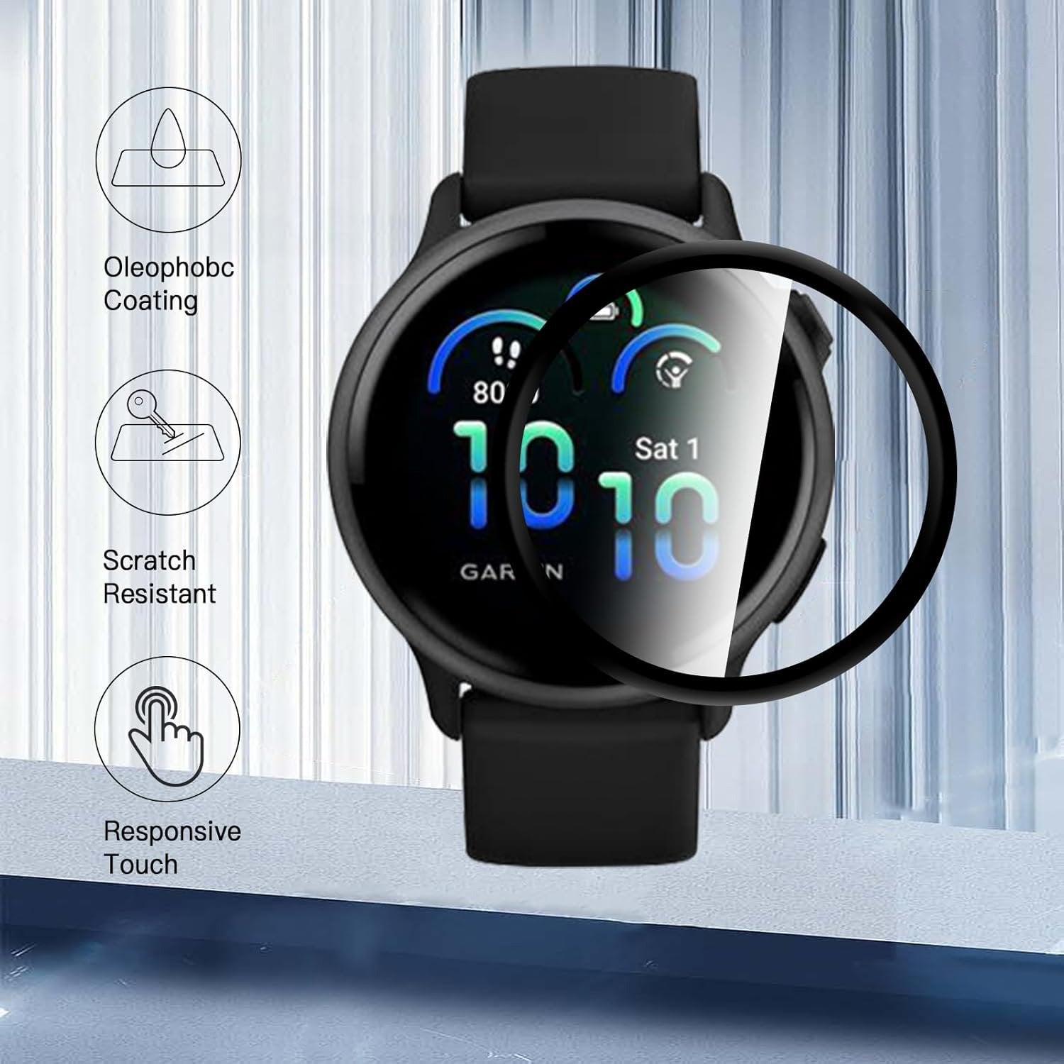 (2 Pcs) Garmin Vivoactive 6 Tempered Glass LCD Screen Protector Film Guard