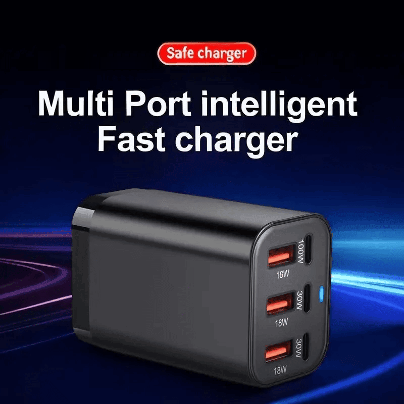 200W GaN³ Charger Dock 1×100W PD USB-C, 2×30W PD, 3×18W QC3.0 USB-A Fast Charging for MacBook, Laptop, Phone – AU Wall Plug Power Adapter