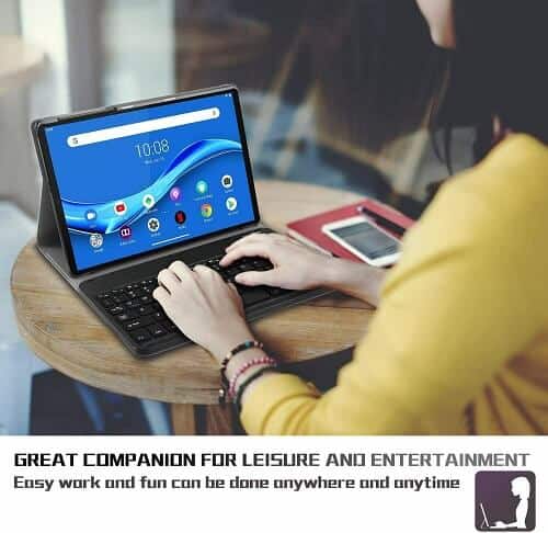 Lenovo Tab M10 FHD Plus TB-X606 10.3 inch Wireless Bluetooth Keyboard Case, Folio Leather Smart Cover